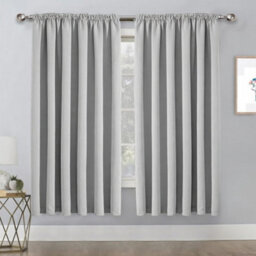 Bedlooms Light Grey Thermal Insulated Blackout Pencil Pleat Standard Window Curtain (Pair) 66 X 54 Inches With Tie Backs Two - thumbnail 1