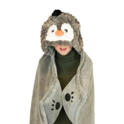 Noxxiez Kids Animal Hooded Blanket - Penguin - thumbnail 1