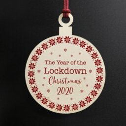 Red Ocean Lockdown 2020 Christmas Tree Decoration Wood Bauble Quarantine Gift Family Gift - thumbnail 2
