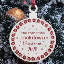 Red Ocean Lockdown 2020 Christmas Tree Decoration Wood Bauble Quarantine Gift Family Gift - thumbnail 3