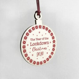 Red Ocean Lockdown 2020 Christmas Tree Decoration Wood Bauble Quarantine Gift Family Gift - thumbnail 4