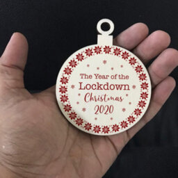 Red Ocean Lockdown 2020 Christmas Tree Decoration Wood Bauble Quarantine Gift Family Gift - thumbnail 5