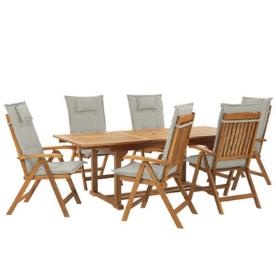 Beliani Garden Dining Set 6 Seater Java With Cushions Acacia Wood Taupe - image 1