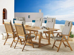 Beliani Garden Dining Set 6 Seater Java With Cushions Acacia Wood Taupe - thumbnail 2