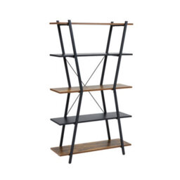 Darphe 5-Tier Bookshelf Open Bookcase Display Shelf In Brown And Black - thumbnail 4