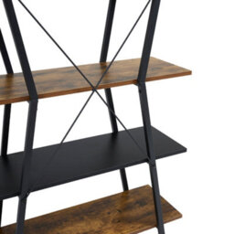 Darphe 5-Tier Bookshelf Open Bookcase Display Shelf In Brown And Black - thumbnail 5