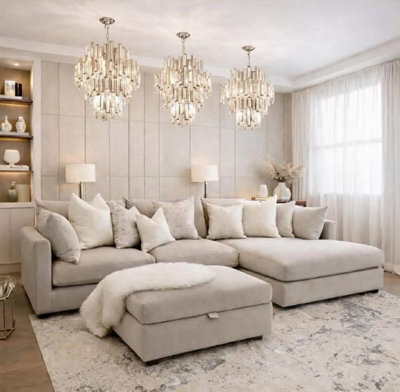 Home & Love Luxury Ana Right Chaise Sofa Corner Sofa - Naples Cream