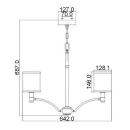 Elstead Prospect Park 5 Light Multi Arm Chandelier Satin Nickel, Chrome Finish, E27 - thumbnail 2