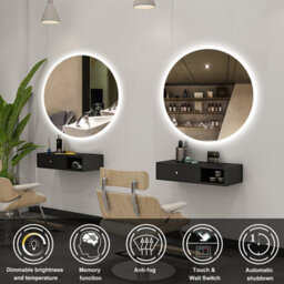 Probaty Bathrooms Bathroom Round Mirror 3-Colour Led 80X80Cm With Anti-Fog And Memory Function,backlit Wall Vanity Mirror,dual Touch Sensor - thumbnail 2