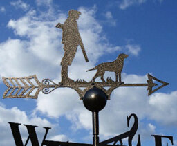 Poppy Forge Man And Dog Weathervane - Solid Steel - W61 X H88 Cm - Powder Coated Black