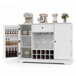 120 Cm Sideboard Cabinet Kitchen Storage Cabinet With 10 Bottle Wine Rack - thumbnail 3