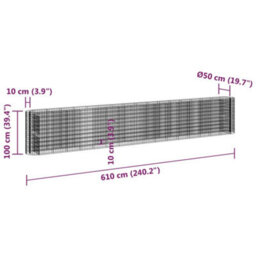 Berkfield Gabion Raised Bed Galvanised Iron 610X50X100 Cm - thumbnail 8