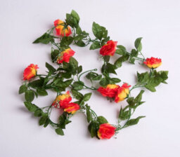 Best Artificial 7Ft Red-Yellow Silk Rose Garland Decoration - Perfect From Home, Office Or Events - thumbnail 5