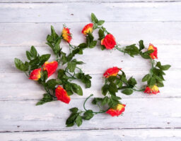 Best Artificial 7Ft Red-Yellow Silk Rose Garland Decoration - Perfect From Home, Office Or Events - thumbnail 4