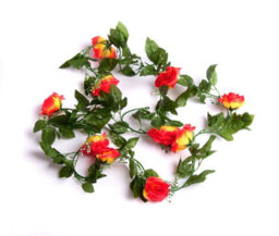Best Artificial 7Ft Red-Yellow Silk Rose Garland Decoration - Perfect From Home, Office Or Events - thumbnail 7
