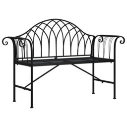 Berkfield 2-Seater Garden Bench 128 Cm Black Steel - thumbnail 2