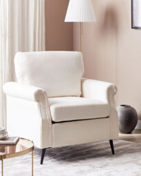 Beliani  Armchair Vietas Fabric White - thumbnail 2