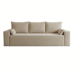 Modern Livorno Sofa Bed With Storage Upholstered Sleeper Sofa Wooden Legs Foam And Wave Springs Cream - thumbnail 2