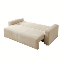 Modern Livorno Sofa Bed With Storage Upholstered Sleeper Sofa Wooden Legs Foam And Wave Springs Cream - thumbnail 3