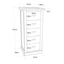 Cabinet Bits Cosenza 5 Drawer Narrow Chest Of Drawers Chrome Cup Handle - thumbnail 2