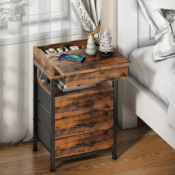 40X30X70Cm Charging Station Nightstand Bedside Side Table - thumbnail 1