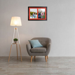 AK Frames 20X14 Matte Black Modern Multi Photo Frame With Poppy Red Mount - Holds 2 Apertures (2X) A4 Photos - thumbnail 3