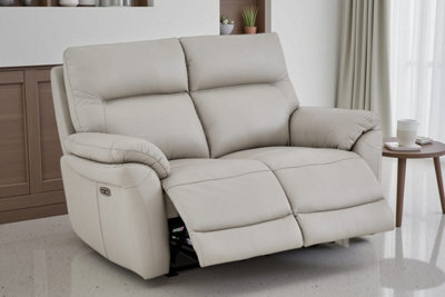 Grey Leather Electric 2 Seater Recliner Sofa - image 1
