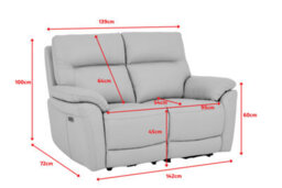Grey Leather Electric 2 Seater Recliner Sofa - thumbnail 7