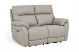 Grey Leather Electric 2 Seater Recliner Sofa - thumbnail 2