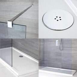 Homestylestore Chrome Smoked Glass Floating Walk In Frameless Shower Enclosure With White Tray 1400 X 800mm - thumbnail 2