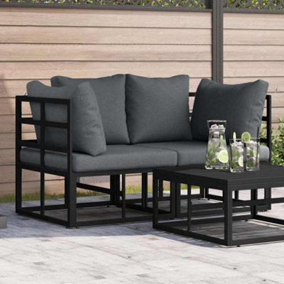 Walplus Outdoor Furniture With Cushion With Pillow Black Aluminium - image 1