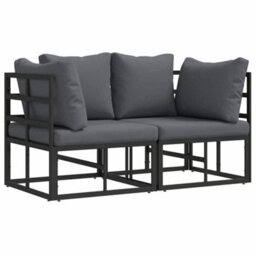Walplus Outdoor Furniture With Cushion With Pillow Black Aluminium - thumbnail 2