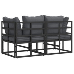 Walplus Outdoor Furniture With Cushion With Pillow Black Aluminium - thumbnail 7