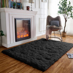 Ameha Black Area Rugs For Bedroom Hallway 80X150 Cm Non-Slip Modern Super Soft Fluffy Shaggy Thick Pile Rug Non-Shedding Easy To Clean - thumbnail 7