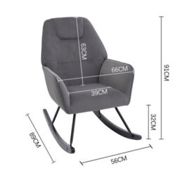 Darphe Comfy Grey Nursery Rocking Chair For Living Room - thumbnail 4