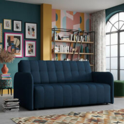 Viva Grand Iv Sofa Bed With Sleeping Function Bedding Storage Freestanding Upholstered Back 165X98X85Cm Blue