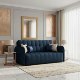 Viva Grand Iv Sofa Bed With Sleeping Function Bedding Storage Freestanding Upholstered Back 165X98X85Cm Blue - thumbnail 2