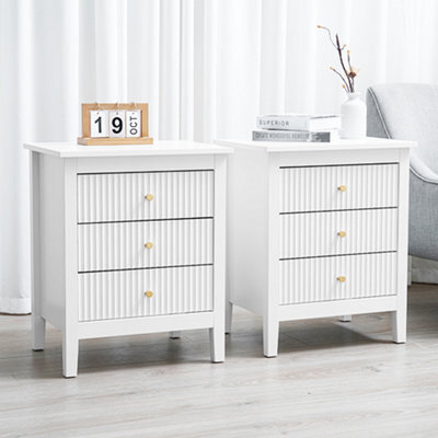 Chic Interiors Pair Of White Three Drawer Bedside Table - Charleston Collection - image 1