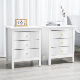 Chic Interiors Pair Of White Three Drawer Bedside Table - Charleston Collection - thumbnail 1