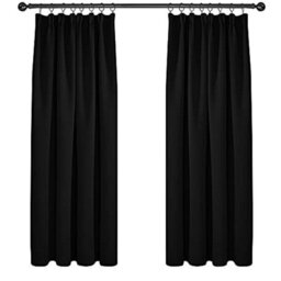Deconovo Blackout Curtains Super Soft Thermal Insulated Energy Saving Pencil Pleat Blackout Curtains 52X72 Inch Black 2 Panels - thumbnail 1