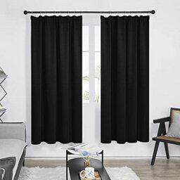 Deconovo Blackout Curtains Super Soft Thermal Insulated Energy Saving Pencil Pleat Blackout Curtains 52X72 Inch Black 2 Panels - thumbnail 2