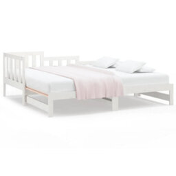 Berkfield Pull-Out Day Bed White 2X(90X190) Cm Solid Wood Pine - thumbnail 2