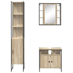 Berkfield Modern Bathroom Furniture Set 3 Pcs Sonoma Oak 33 X 33 X 185.5 Cm - thumbnail 8