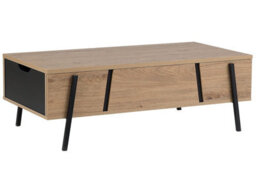 Beliani Lift-Top Coffee Table, Light Brown Chipboard With Black Metal Hairpin Legs, 107 X 59 Cm - thumbnail 3