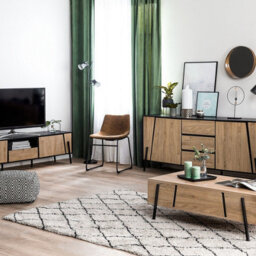 Beliani Lift-Top Coffee Table, Light Brown Chipboard With Black Metal Hairpin Legs, 107 X 59 Cm - thumbnail 2