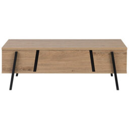 Beliani Lift-Top Coffee Table, Light Brown Chipboard With Black Metal Hairpin Legs, 107 X 59 Cm - thumbnail 1