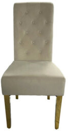 Stratus Interiors 1 Pcs Tall Velvet Dining Chair With Gold Ring Knocker & Gold Legs - Cream