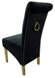 Stratus Interiors 1 Pcs Tall Velvet Dining Chair With Gold Ring Knocker & Gold Legs - Cream - thumbnail 7