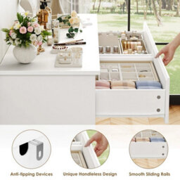 White Chest Of Drawers Bedroom Dresser With 8 Drawers Storage Cabinet 120X39.5X96Cm - thumbnail 6