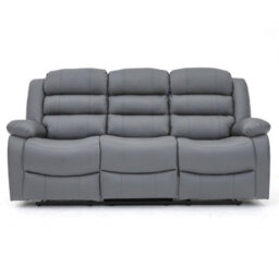 Roma Leather Manual Recliner 3 Seater Sofa With Cupholders In Grey Colour - thumbnail 5